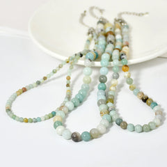 Natural Amazonite Stone Necklaces Bohemian Women Handmade Beaded Jewelry