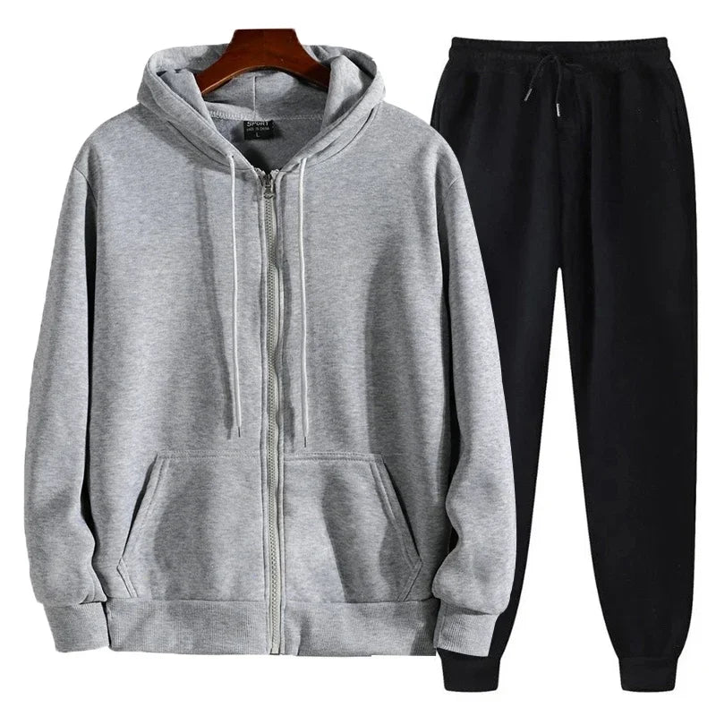 Men's Tracksuit Fashion Daily Sweatshirts Men Single Piece Sweatshirt Sports Pants and Sportswear Zip Up Hoodies Hoodie Cardigan