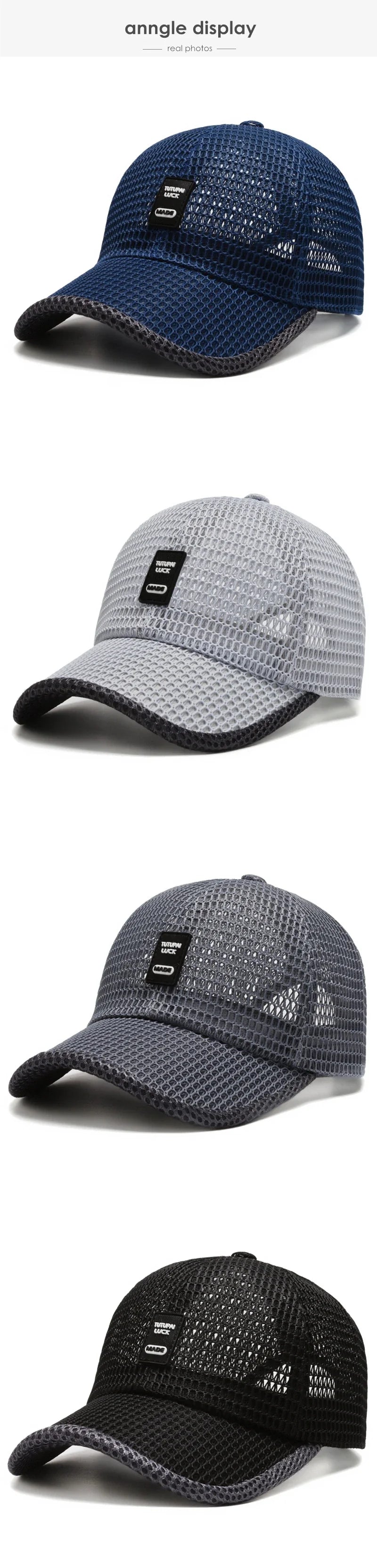 2023 Men's Mesh Baseball Cap Breathable Summer Caps Dad Hat Outdoor Fishing Hats Bone Gorras Snapback Trucker Cap Women hat
