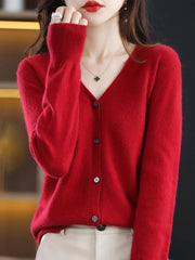 Women's Sweater Spring Autumn Cardigans V-neck Single Breasted Short Slim