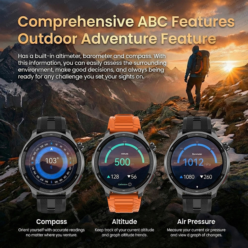 NEW GPS Offline Maps Smart Watch 1.43" AMOLED Military Sports Smartwatch 4GB Memory Video Player 30m Swim Waterproof Bracelet