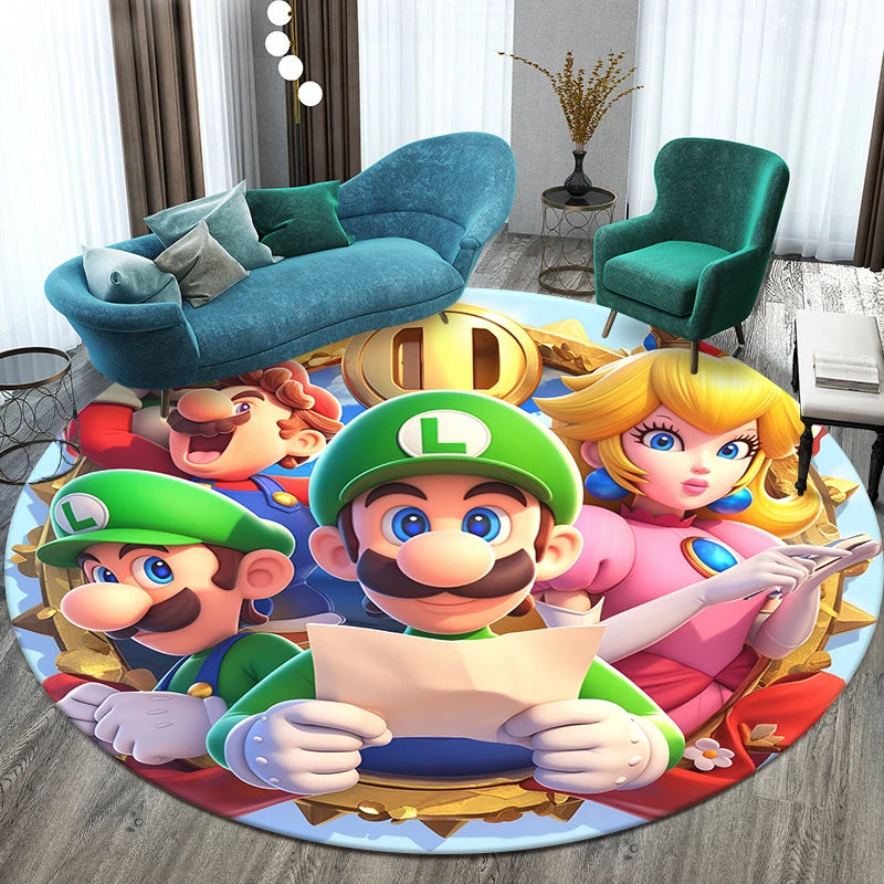 Mario Movie,Game Printed Circular Carpet,Bedroom Decorative Rug,Use Non-slip Floor