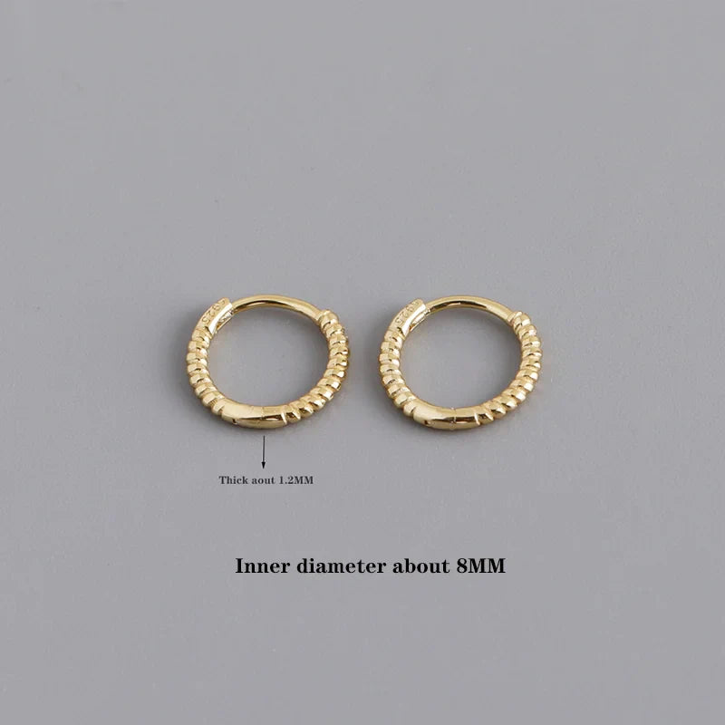 WANTME 925 Sterling Silver Fashion Piercing Charm Twist Huggies Hoop Earrings for Women Rock Gothic Unisex Jewelry Ear Buckles