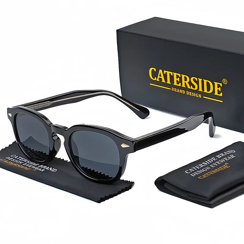 CATERSIDE Retro Round Men Sunglasses Punk Propionic Acid Pin Temple Luxury Sun Glasses Women Sports Leisure Party Eyewear UV400