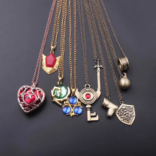 The Legend of Necklaces Metal Sword Shield Heart Pendant Necklaces for Men Fashion Jewelry Gifts Tears of the Kingdom