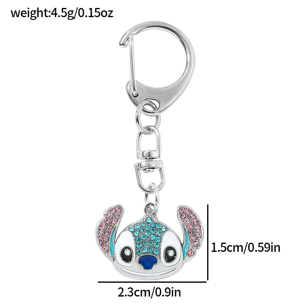 Disney Stitch Cartoon Pendant Necklace Cute Filled Rhinestones Jewelry Personality Sweater Chain Gift for Fashion Lovers
