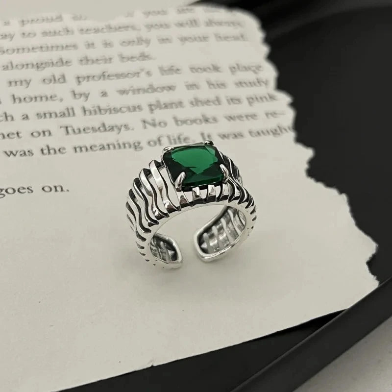 925 Sterling Silver Rings Party Jewelry Vintage Charm Double Layer