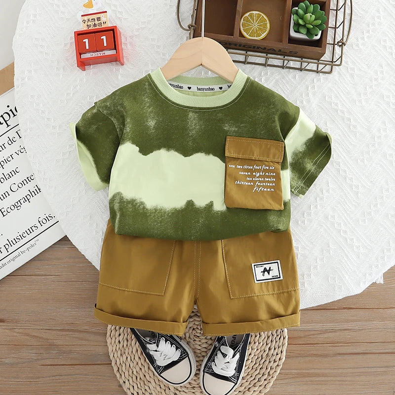 Summer Children Kid Boys Girls Cotton Clothes Full Printed T-shirt Shorts Toddler Clothing Baby Tracksuit Infant Casual Set