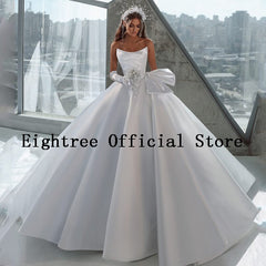 Boho A-Line Wedding Dresses Strapless Dress Without Gloves White Beach
