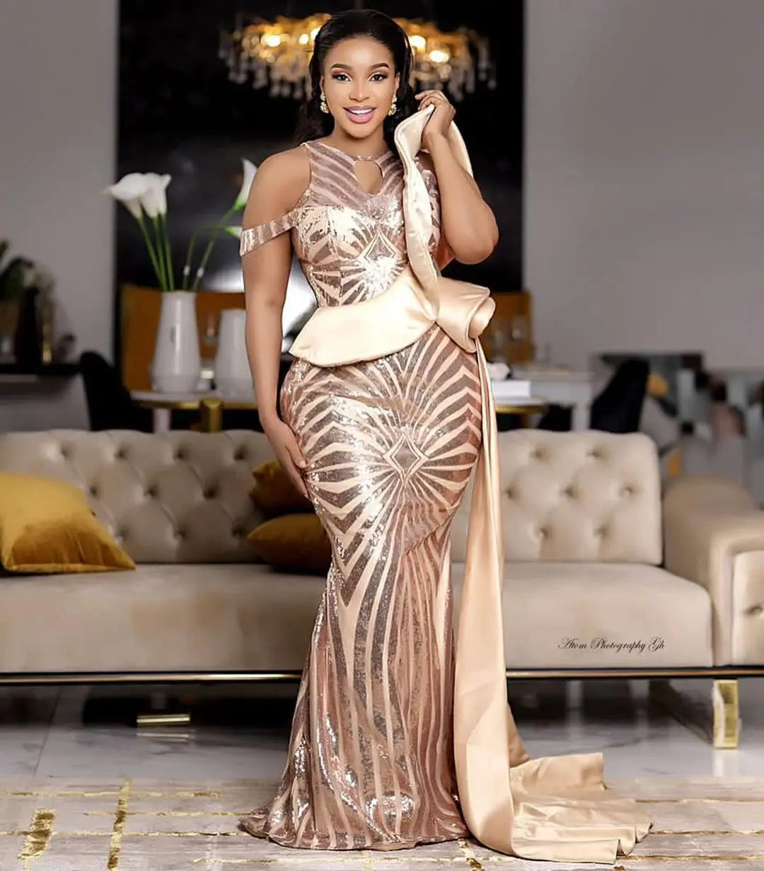 Evening wear Dresses: Mermaid Prom Dresses Sequins Evening Party Gowns