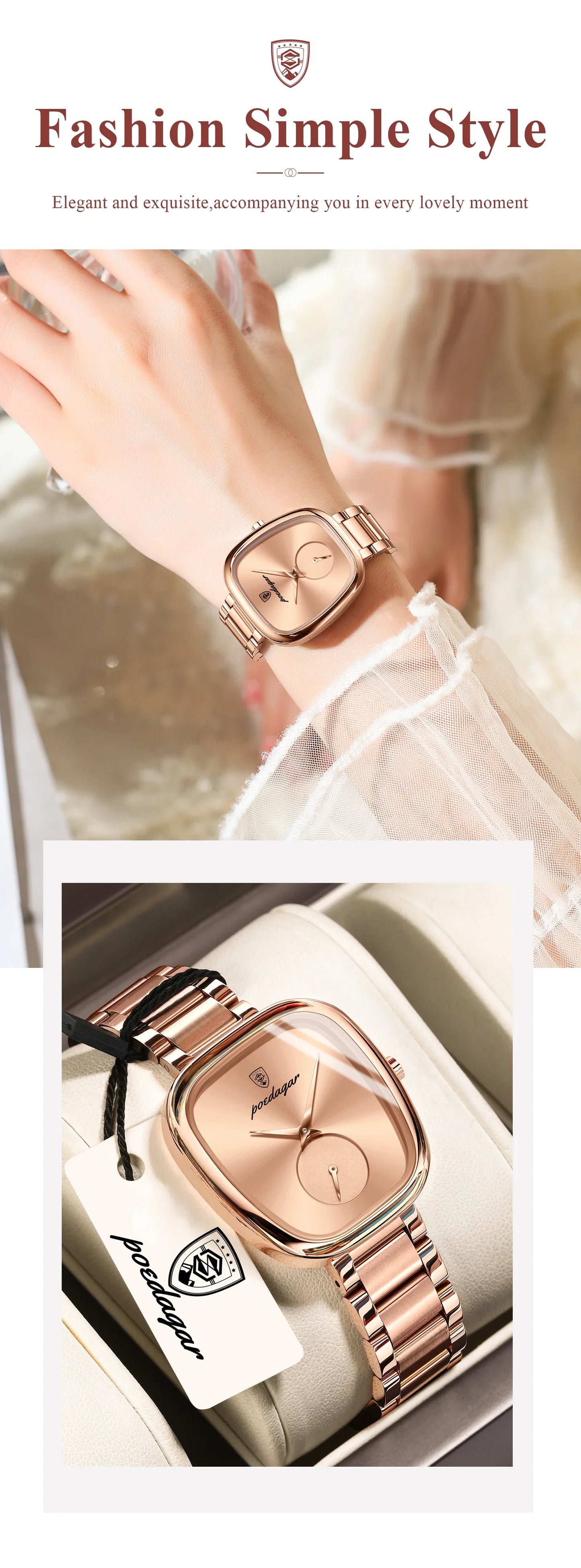 POEDAGAR Elegant Luxury Watch For Woman Waterproof Stainless Steel Women's Quartz Watches Simple High Quality Ladies Wristwatch