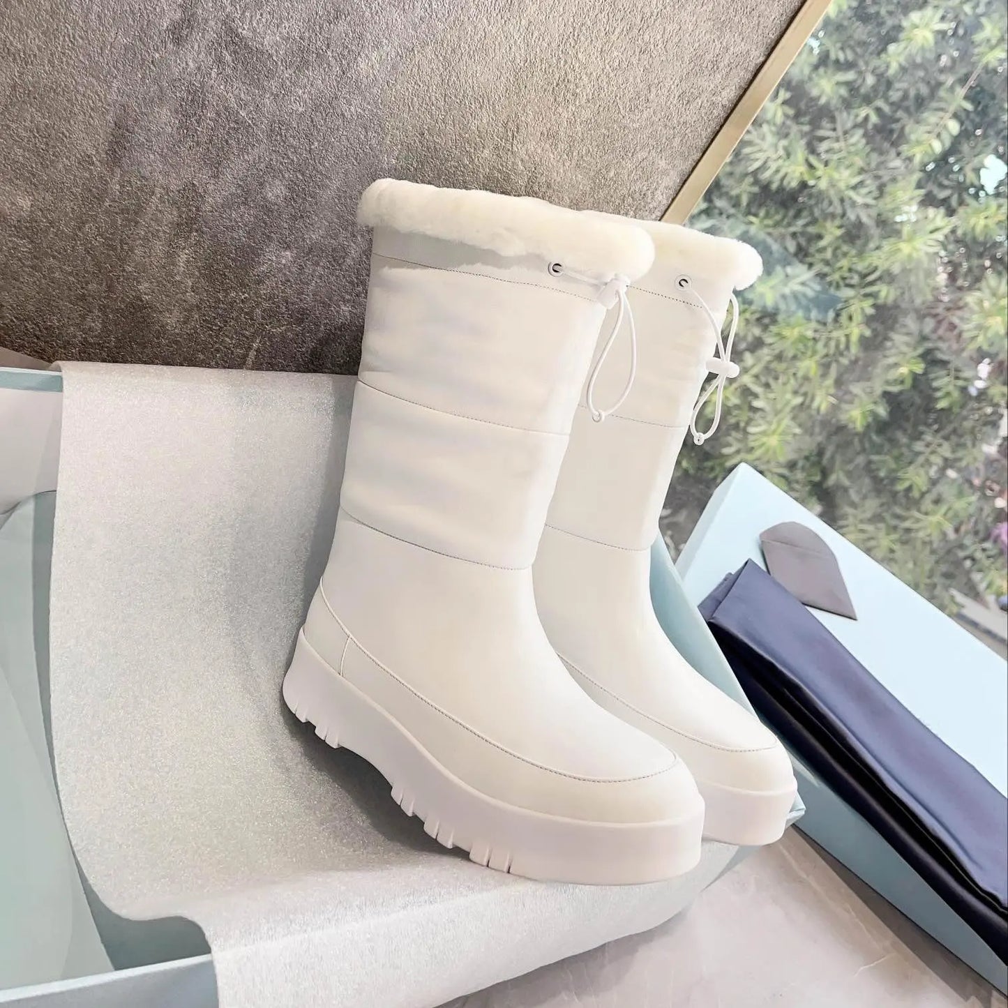Mid-Calf Boots Ladies Brand Designer Winter Genuine Leather Warm Shoes for Women