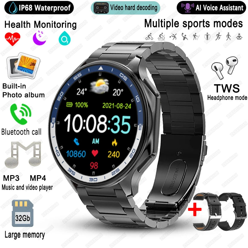 2025 New For OPPO Watch X Smart Watch 4G Memory Music Video HD Bluetooth Call IP68 Waterproof AMOLED Smart Watch TWS Earphones