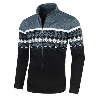 New Men Sweaters Jackets Autumn Winter Warm Coats Loose Sweatshirts Zipper Turtleneck Printed Top
