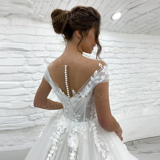 White Bridesmaid Dresses: A Line Wedding Dresses Off The Shoulder Lace Appliques