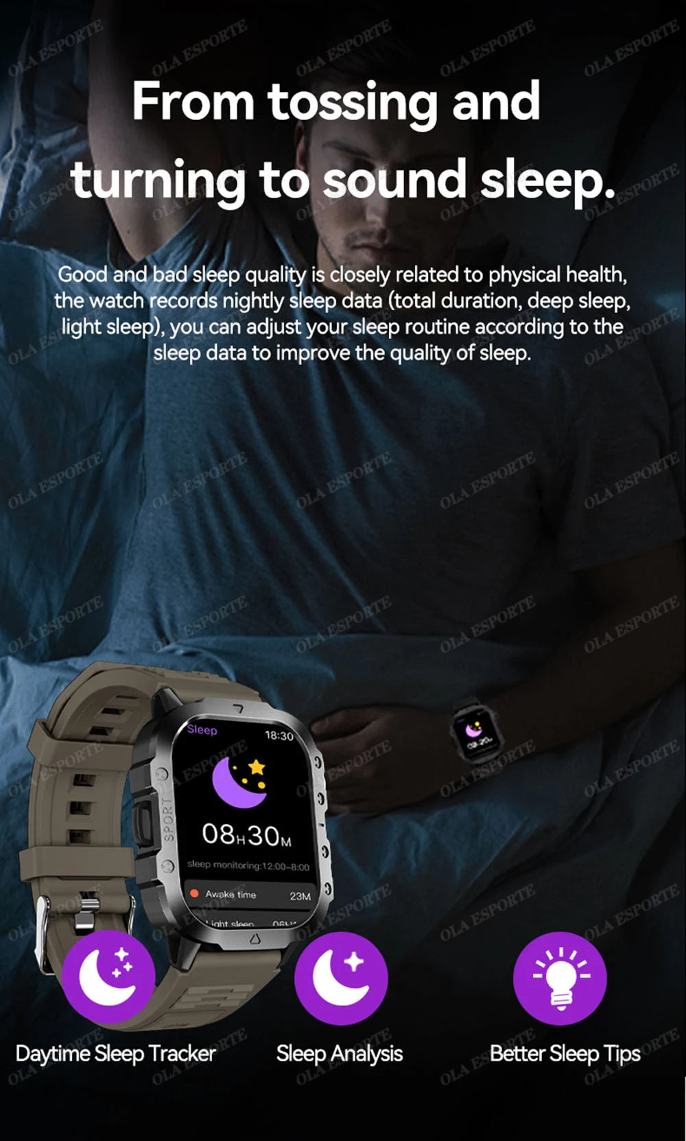 EGC+PPG GPS Sports Fitness Tracker Smartwatch Men 2.01Inch Touch Screen Health Monitoring Bluetooth Call Smart Watch For Android