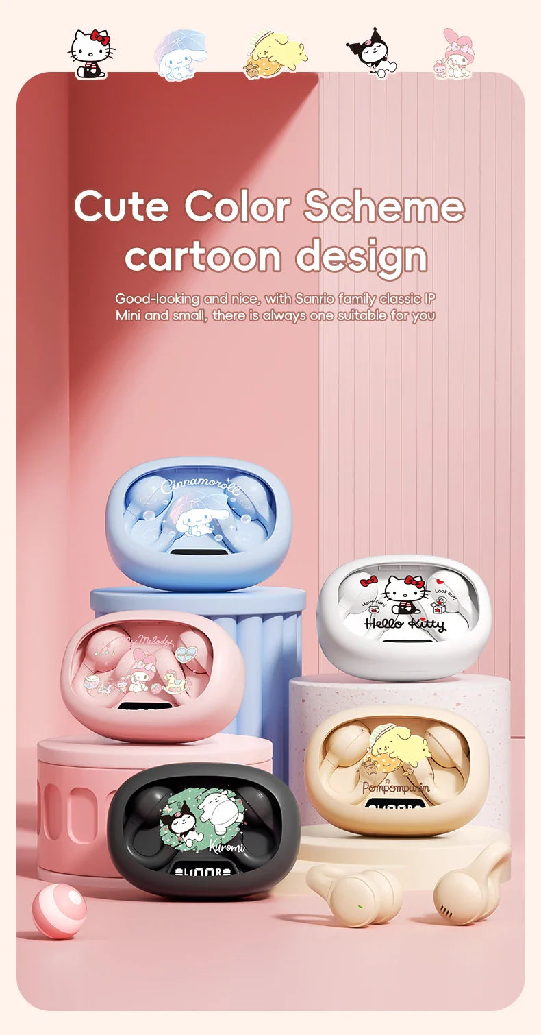 X53 Wireless Headphones Bluetooth Headset Smart Digital Display Volume Adjustment Cute Cartoon Ear Clip Wearing Comfortable