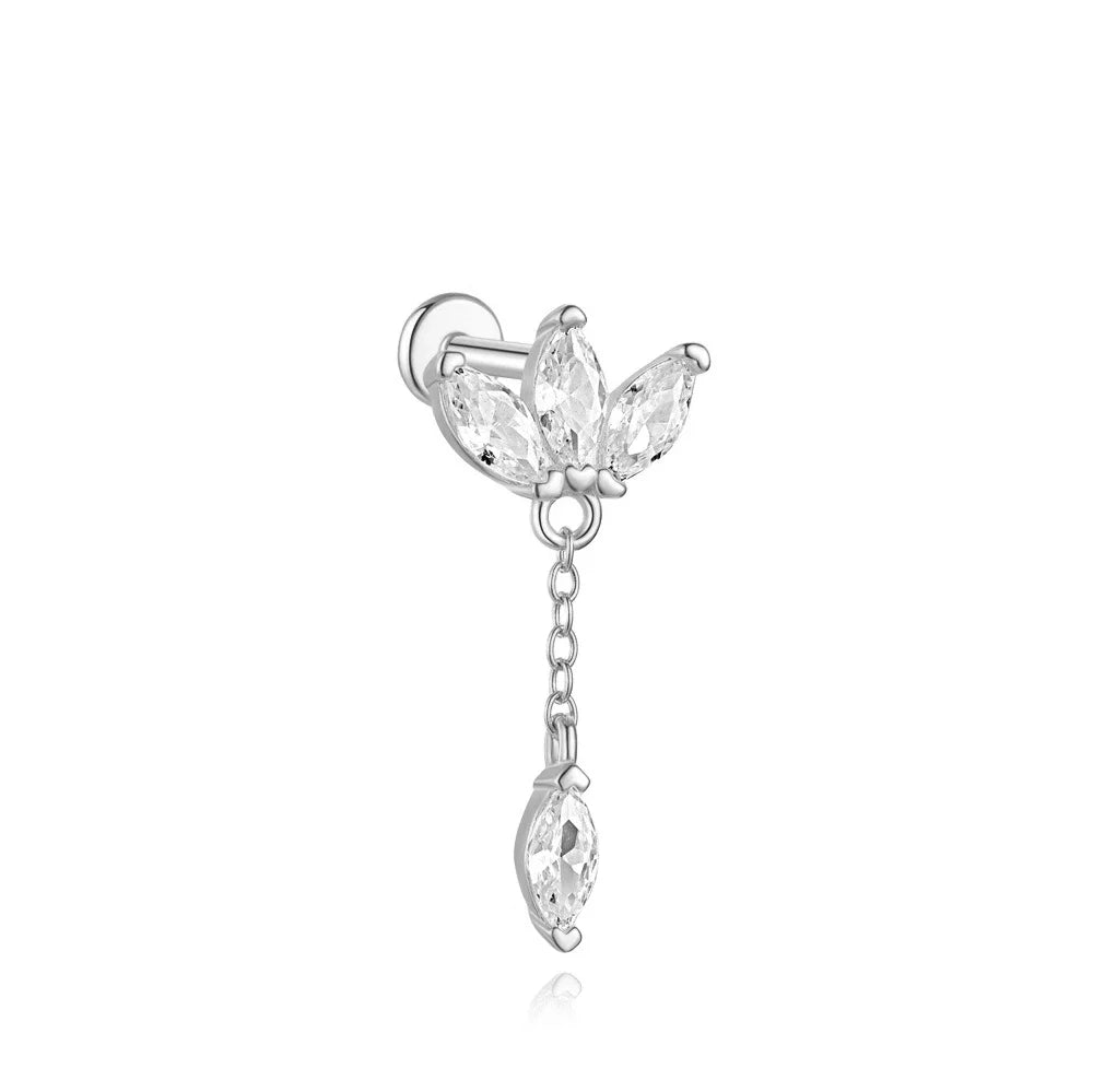 CANNER 1PC 925 Sterling Silver Horse Eye Chain Tassel Zircon Drop Earrings For Women Ins Minimalism Geometric Earrings Gift