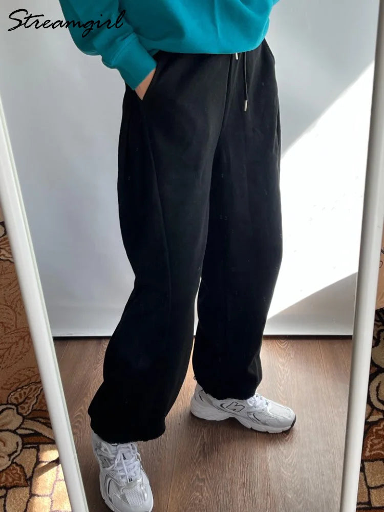 Winter Khaki Baggy Sweatpants For Women