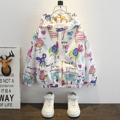 Boy Jacket Outerwear Graffiti Boys Coats Casual Style Kids Coat Spring Autumn Children's Clothing