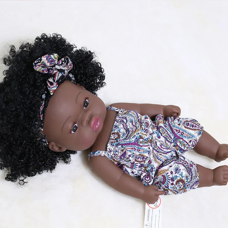 14inch Full Body Vinyl Bebe Reborn Dolls Soft Lifelike Baby Toys American Reborn Black Baby Doll Vinyl Baby Doll Toys Girls Boys