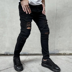 Men High street Hip hop Style Ripped Skinny Pencil Jeans Men Stylish Slim