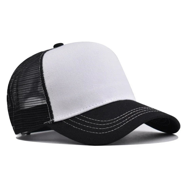 Custom Trucker Hat Logo Cotton Mesh Breathable Baseball Cap Women Men Summer Sunshade Mesh Cap 5 Panels Truck Hat Cap Wholesale