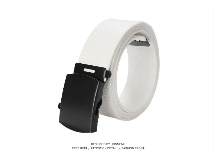 New Unisex Automatic Buckle Fashion Nylon Belt Classic Popular Casual Light Practical Woven Smooth Women Men Canvas Belt 3.8cm