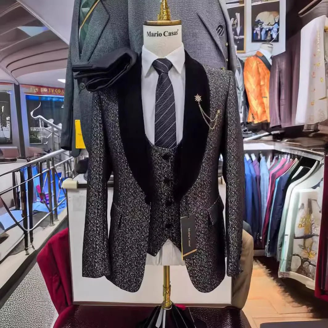 Tuxedo for Mens: Boutique Men Leisure Business Suits Trousers Waistcoat / Male Flower