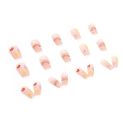 24P Cute Childlike Rainbow Nail Art Full Cover Artificial Fake Nails Wearing Reusable False Nails Ballerina Press on Nail Art