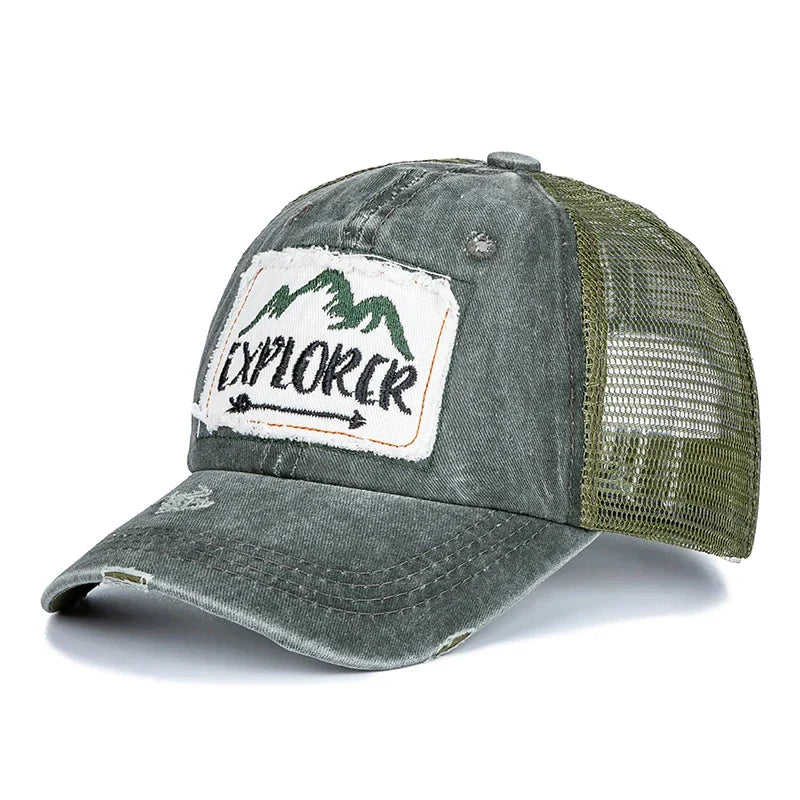 Unisex Washed Cotton Cap Mountain Embroidery Vintage Baseball Caps Men Women Adjustable Breathable Outdoor Streetwear Sports Hat
