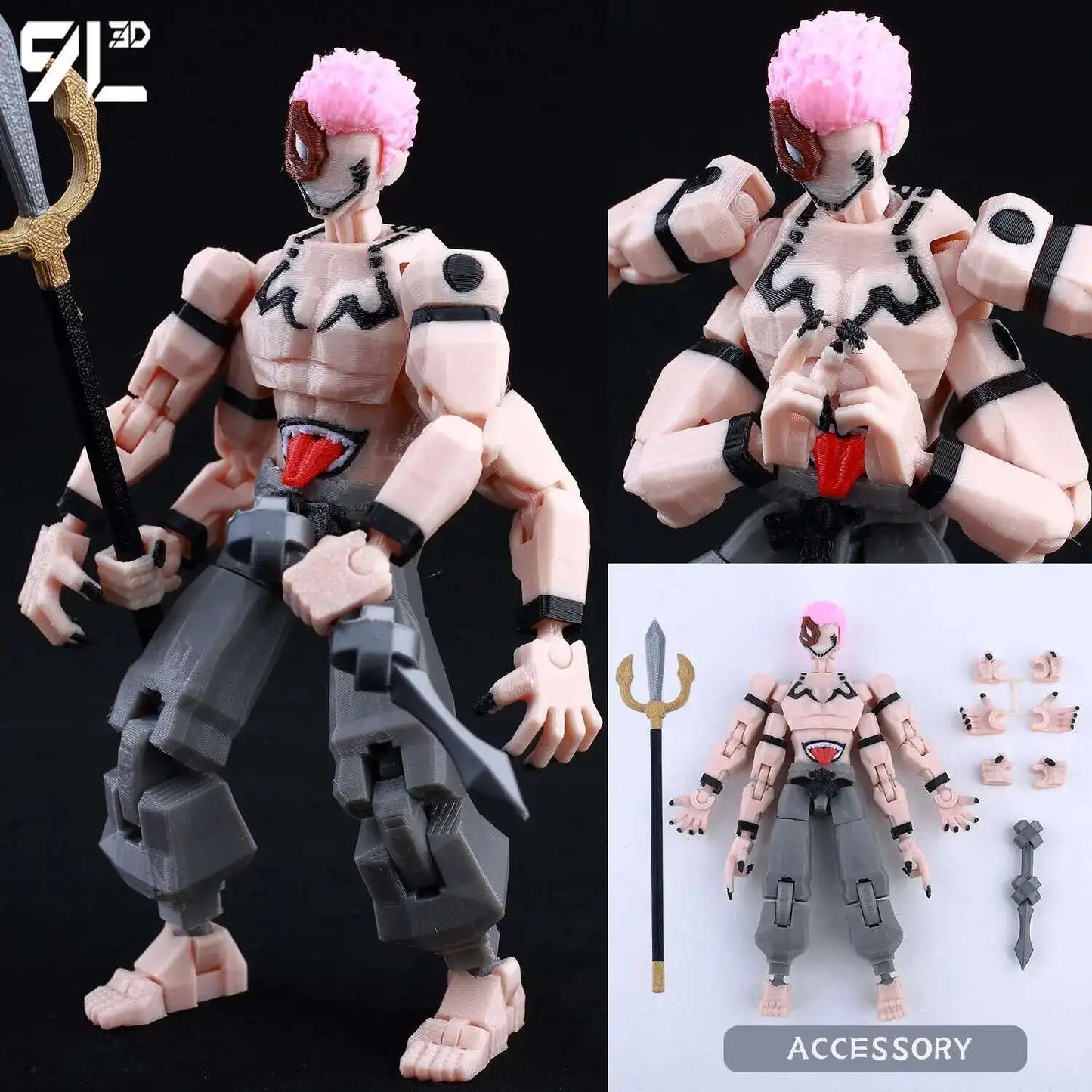 9L3D Printed Demon Slayer AKAZA Tanjiro Kamado Lucky Dummy 13 Movable Shapeshift Action Figures Mannequin Toys for Anime Fans