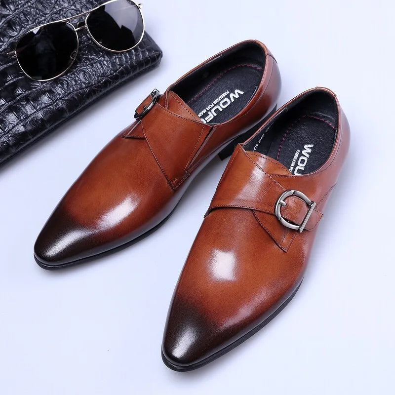 Men's Dress Shoes Formal Oxford Shoe for Man Wedding Dress Brand PU Leather Trendy Buckles Big Size Male Business Footwear