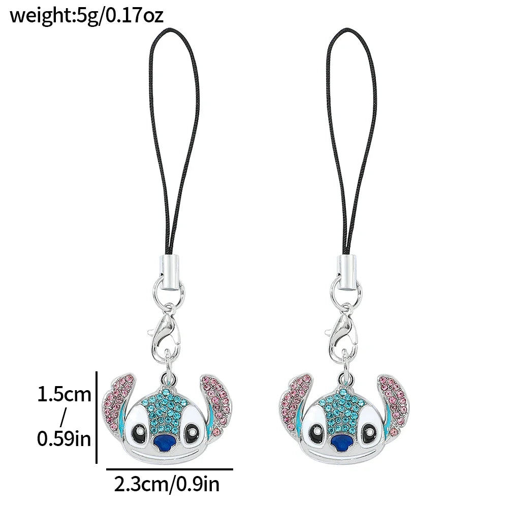 Disney Stitch Cartoon Pendant Necklace Cute Filled Rhinestones Jewelry Personality Sweater Chain Gift for Fashion Lovers