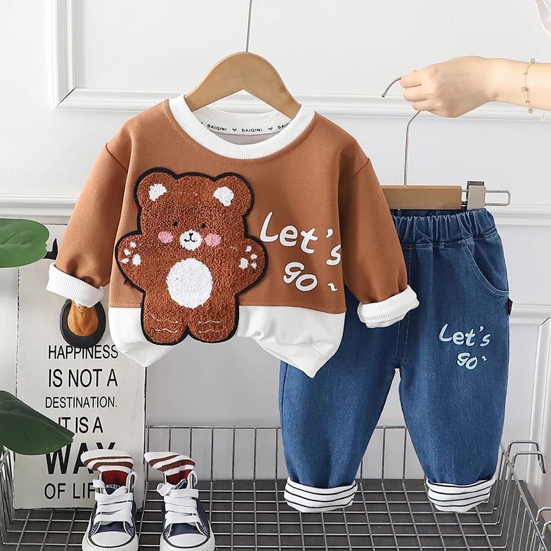 New Autumn Children Kids Boys Girls Clothes Cotton Animal Hoodies Pants 2Pcs/sets Infant Toddler Casual Tracksuit 1 2 3 4 5 Ages