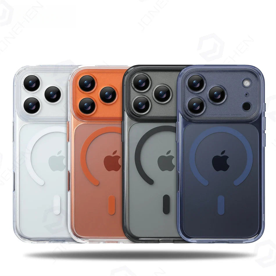 Business Matte Clear Camera Button Magnetic Case For iPhone 17 Pro Max Air 17pro Detachable Lens Shockproof Cover For Magsafe