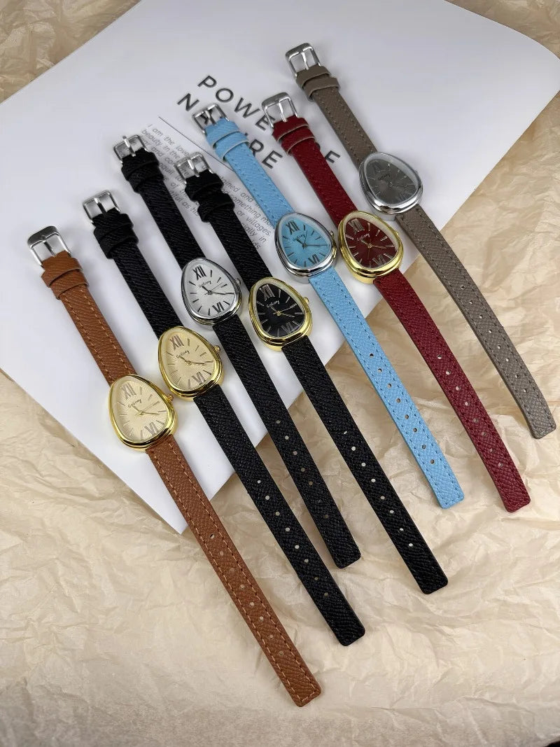 Famous Brand Women Quartz Watch Luxury Gift Ladies Snake Head Female Watch Fashion Red Leather Strap Wristwatch Dropshipping