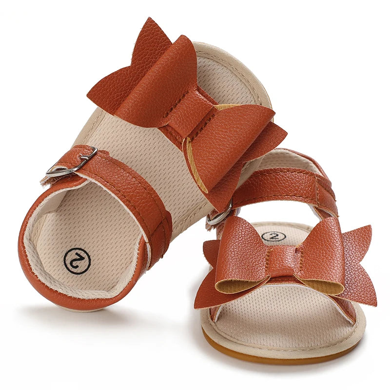 Baby Girls Bowknot Open-Toe Sandals Lightweight Non-Slip Comfy Crib Shoes Summer