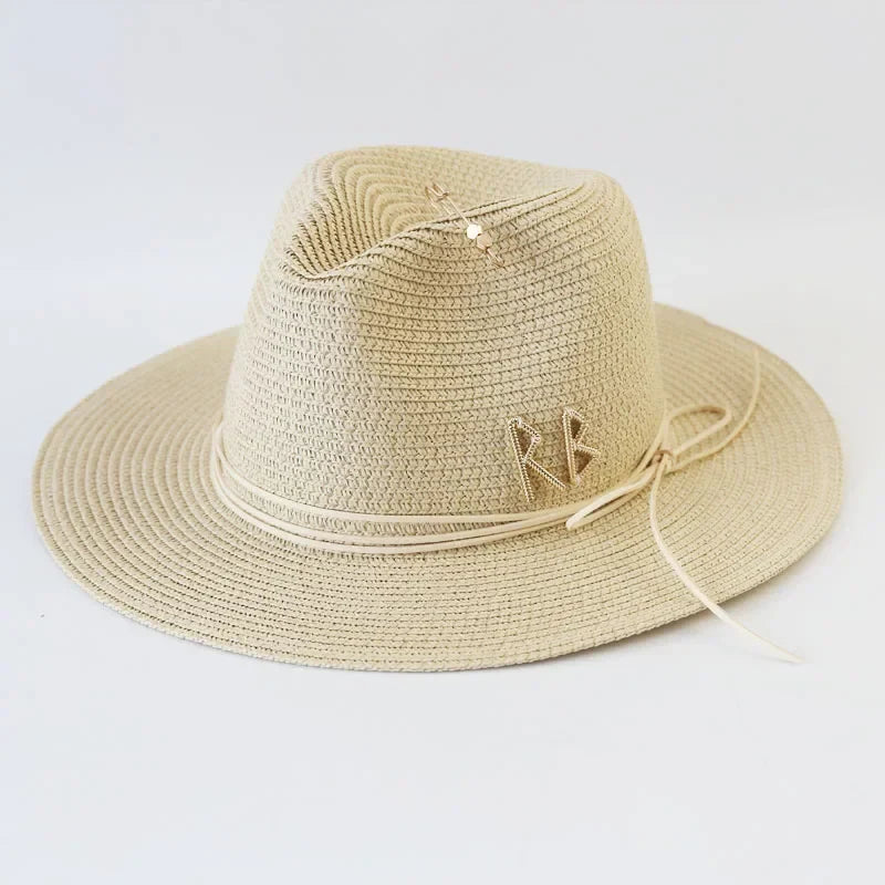 Big Size  Summer Sun Hats Ladies Fashion Girl Beach Straw  Hat Luxury Grass Jazz Top Panama Hat Womens 60cm Large Head