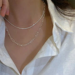 Silver Color Sparkling Necklace For Women Trendy Clavicle Chain Choker Girls Korean