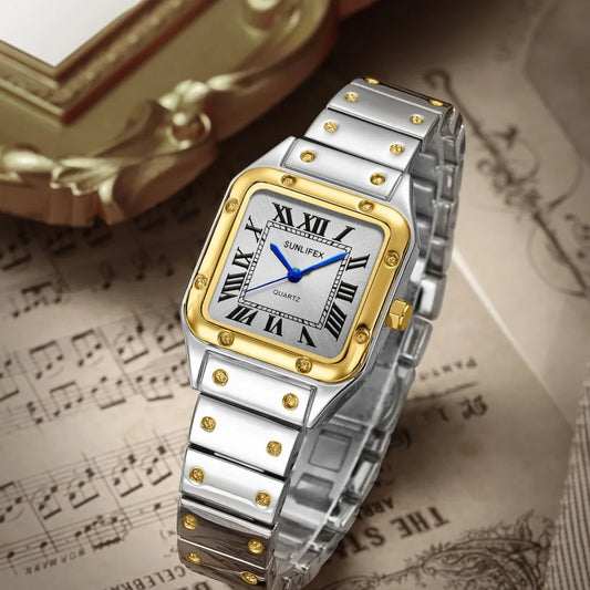 Square Women Watches Ladies Quartz Watch Female Wristwatch Stainless Steel Bamboo Strap Casual Lady Clock Watch Relogio Feminino