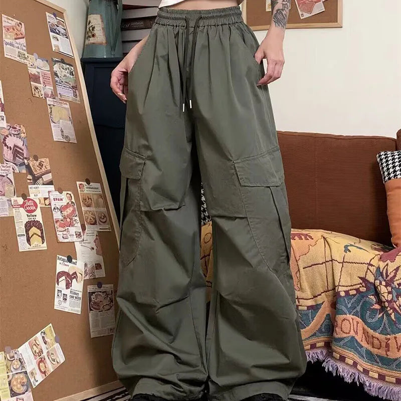 Y2K Streetwear Cargo Pants Women Vintage Big Pocket Baggy Oversize