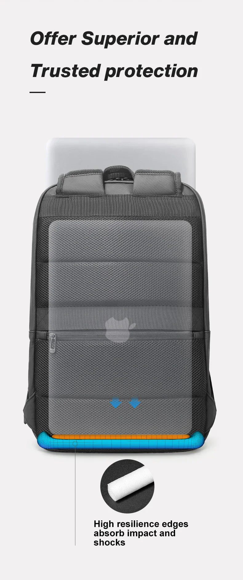 BANGE New Casual Multi-Pockets Big Capacity Daily 15.6inch Laptop Light Waterproof For Business Trip Roomy Men Backpack with YKK