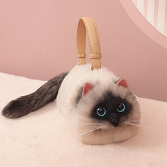 Women Exquisite Shoulder Underarm Bags Siamese Cat Bag Plush Cute Plush