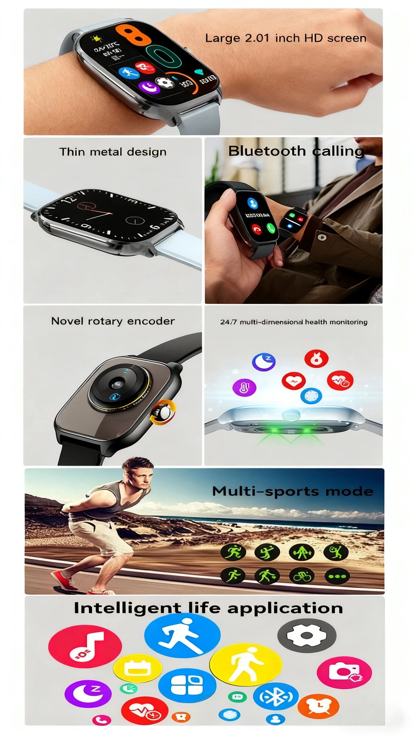 PHONEPACE  C20 Smartwatch 1.77-inch HD Display Bluetooth Call Message Alert Sports Mode Smartwatch For Men Women