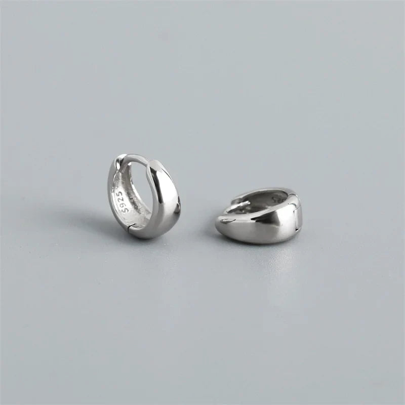 WANTME 925 Sterling Silver Simple Statement Matte Large Huggies Hoop Earrings for Men Women Fine Gothic Punk Charms S925 Jewelry