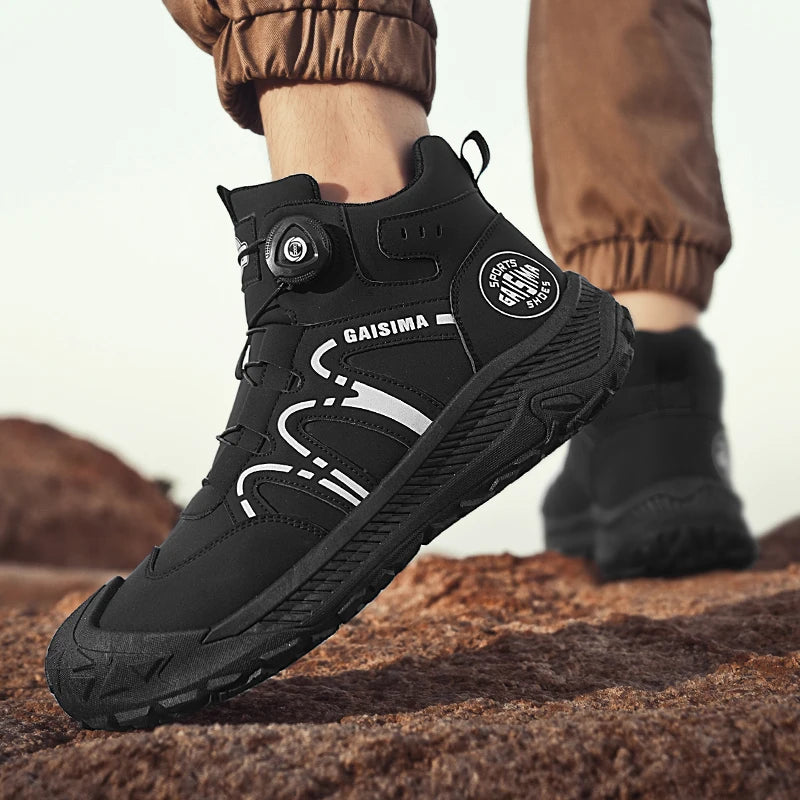 Street Yellow Men's Biker Boots Fashion Design Knob Motorcycle Boots Men British Style Casual Outdoor Leather Ankle Boots Man