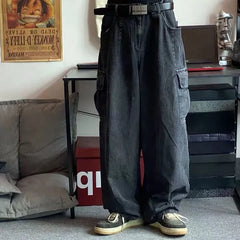 Jeans Trouser Denim Y2k Baggy Pants Black Wide Leg Pants Men's Jeans Oversize Cargo