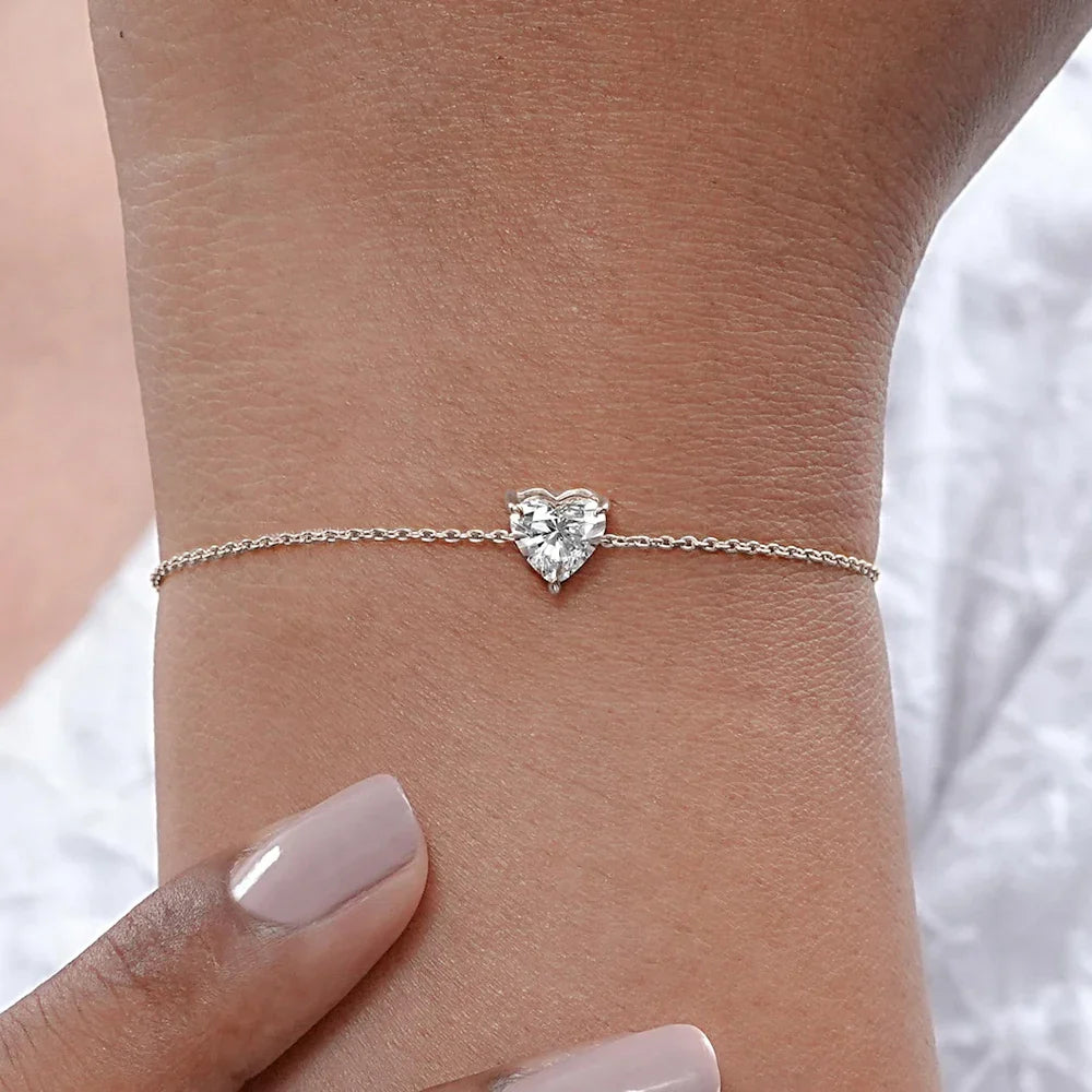 Pear/Marquise/heart Cut Solitaire Moissanite Diamond Bracelet for Women S925 Silver Plated 18k Gold Wrist Chain with Certificate