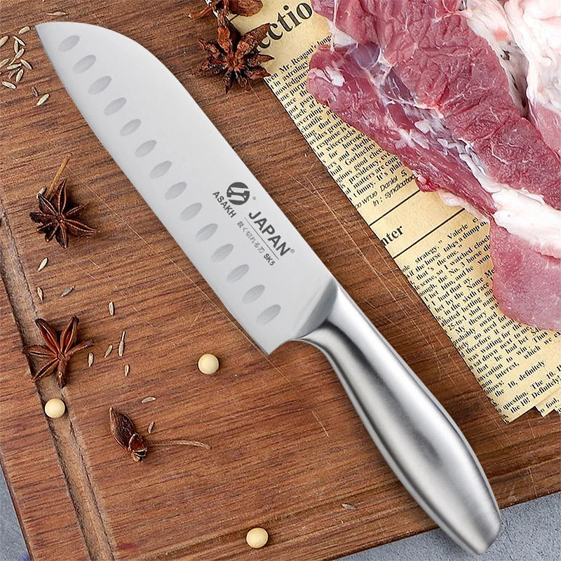 1-7pcs Chef Knife Set Hollow Handle Knife Set Stainless Steel Household Slicing Kitchen